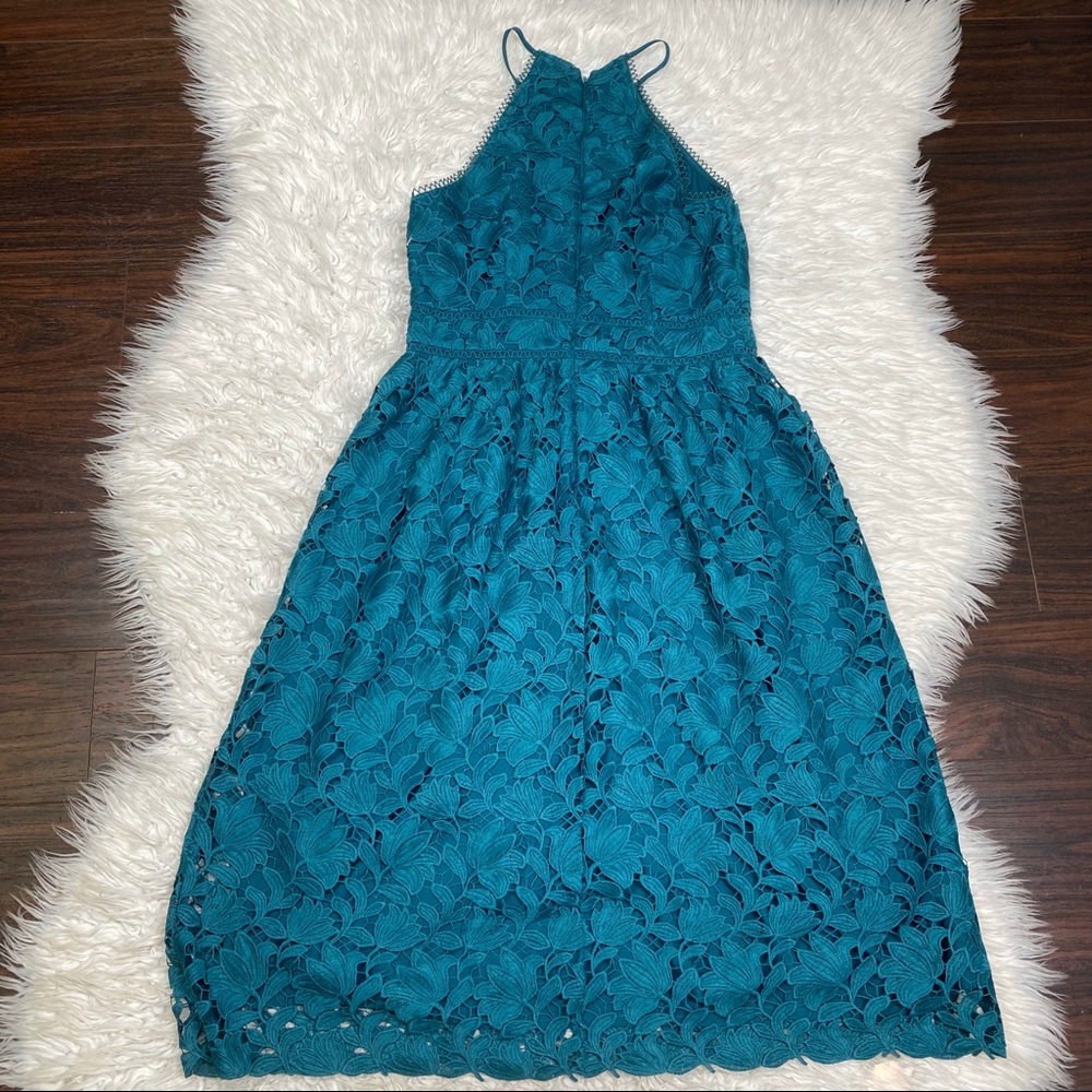 Loft Emerald Green Lace Halter Dress - Picture 2 of 5